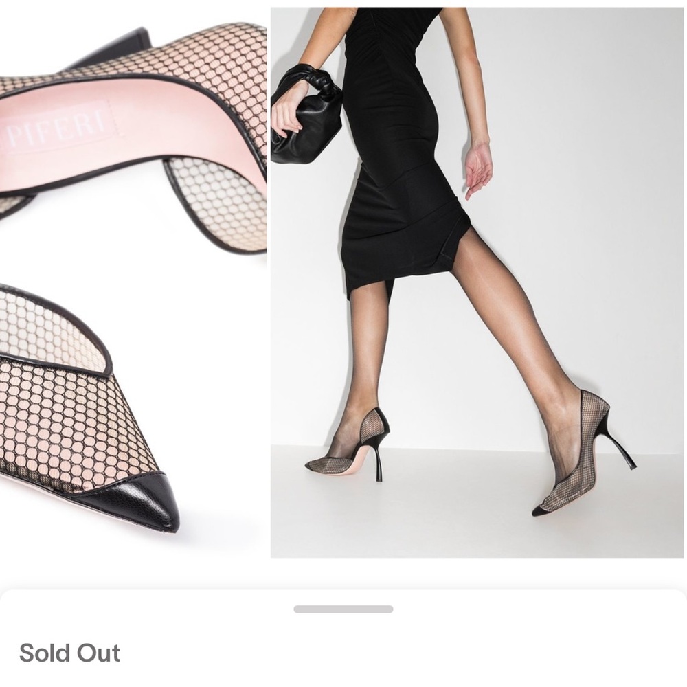 Black Stiletto Heels with Mesh Detailing